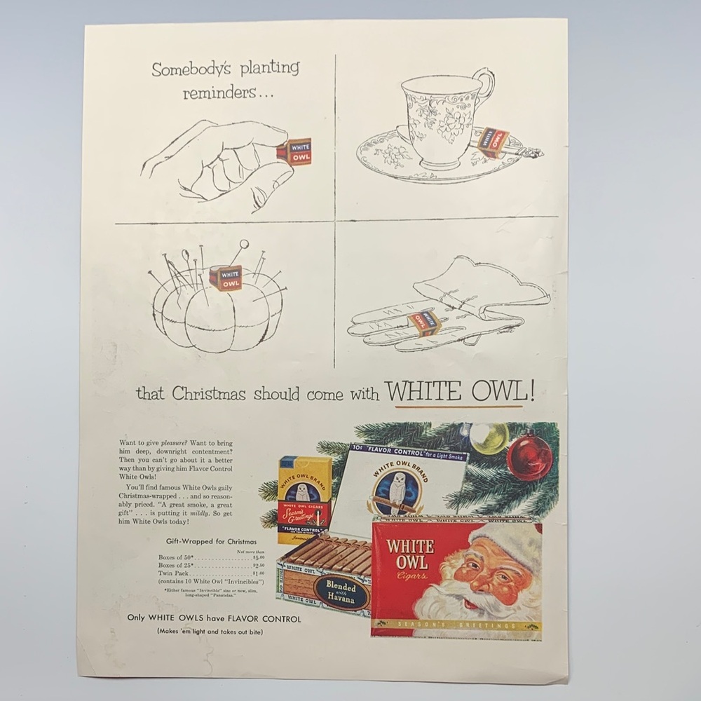 Vintage Life Magazine Ad December 24, 1951 - Cigar Christmas Holiday ad